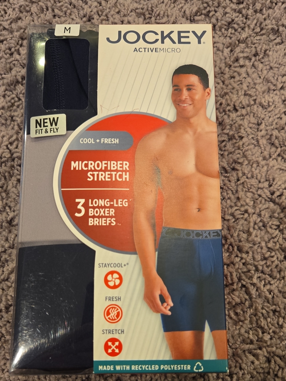 Jockey ActiveMicro Long-Leg Boxer Briefs - Navy
